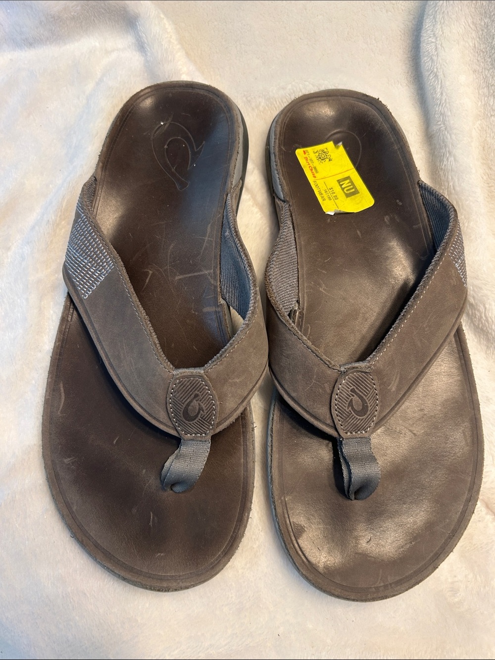 OluKai Men's Brown Flip Flop Sandals